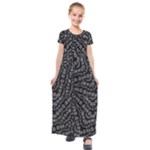 Black And White Modern Intricate Ornate Pattern Kids  Short Sleeve Maxi Dress