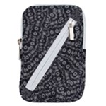 Black And White Modern Intricate Ornate Pattern Belt Pouch Bag (Small)