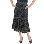 Black And White Modern Intricate Ornate Pattern Midi Mermaid Skirt