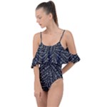 Black And White Modern Intricate Ornate Pattern Drape Piece Swimsuit