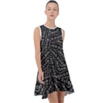 Black And White Modern Intricate Ornate Pattern Frill Swing Dress