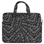 Black And White Modern Intricate Ornate Pattern MacBook Pro Double Pocket Laptop Bag