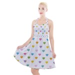 Small Multicolored Hearts Halter Party Swing Dress 