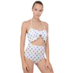 Small Multicolored Hearts Scallop Top Cut Out Swimsuit