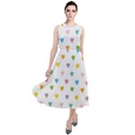 Small Multicolored Hearts Round Neck Boho Dress