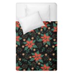 Large Christmas Poinsettias on Black Duvet Cover Double Side (Single Size)