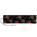 Large Christmas Poinsettias on Black Roll Up Canvas Pencil Holder (L)
