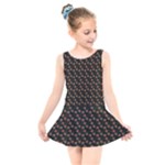 Small Red Christmas Poinsettias On Black Kids  Skater Dress Swimsuit