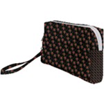 Small Red Christmas Poinsettias On Black Wristlet Pouch Bag (Small)