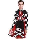 Emo Skull Long Sleeve Chiffon Shirt Dress