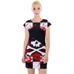 Emo Skull Cap Sleeve Bodycon Dress