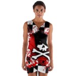 Emo Skull Wrap Front Bodycon Dress