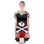 Emo Skull Short Sleeve V-neck Flare Dress