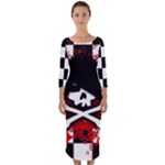 Emo Skull Quarter Sleeve Midi Bodycon Dress