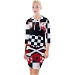 Emo Skull Quarter Sleeve Hood Bodycon Dress