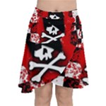 Emo Skull Chiffon Wrap Front Skirt