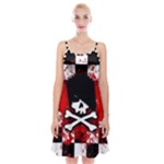 Emo Skull Spaghetti Strap Velvet Dress