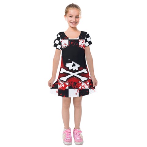 Emo Skull Kids  Short Sleeve Velvet Dress from ArtsNow.com