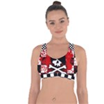 Emo Skull Cross String Back Sports Bra