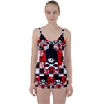 Emo Skull Tie Front Two Piece Tankini