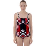 Emo Skull Twist Front Tankini Set