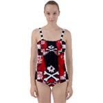 Emo Skull Twist Front Tankini Set