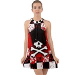 Emo Skull Halter Tie Back Chiffon Dress