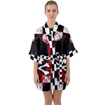 Emo Skull Half Sleeve Satin Kimono 