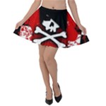 Emo Skull Velvet Skater Skirt