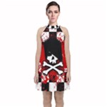 Emo Skull Velvet Halter Neckline Dress 