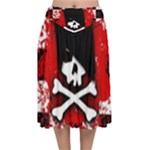 Emo Skull Velvet Flared Midi Skirt