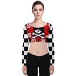 Emo Skull Velvet Long Sleeve Crop Top