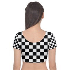 Velvet Short Sleeve Crop Top  