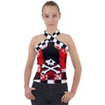 Emo Skull Cross Neck Velour Top