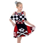 Emo Skull Kids  Shoulder Cutout Chiffon Dress