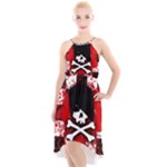 Emo Skull High-Low Halter Chiffon Dress 