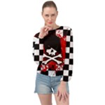 Emo Skull Banded Bottom Chiffon Top