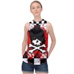 Emo Skull High Neck Satin Top