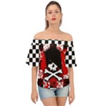 Emo Skull Off Shoulder Short Sleeve Top