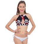 Emo Skull Cross Front Halter Bikini Top