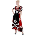 Emo Skull Button Up Short Sleeve Maxi Dress