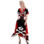 Emo Skull Cross Front Sharkbite Hem Maxi Dress