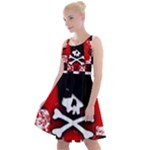 Emo Skull Knee Length Skater Dress