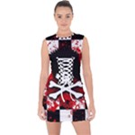 Emo Skull Lace Up Front Bodycon Dress