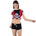 Emo Skull Tie Back Short Sleeve Crop Tee