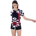 Emo Skull Asymmetrical Short Sleeve Sports Tee