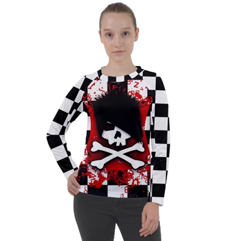 Emo Skull Women s Long Sleeve Raglan Tee from ArtsNow.com