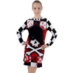 Emo Skull Long Sleeve Hoodie Dress