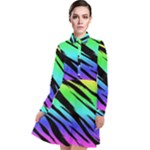Rainbow Tiger Long Sleeve Chiffon Shirt Dress