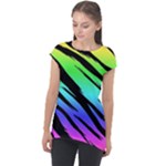 Rainbow Tiger Cap Sleeve High Low Top